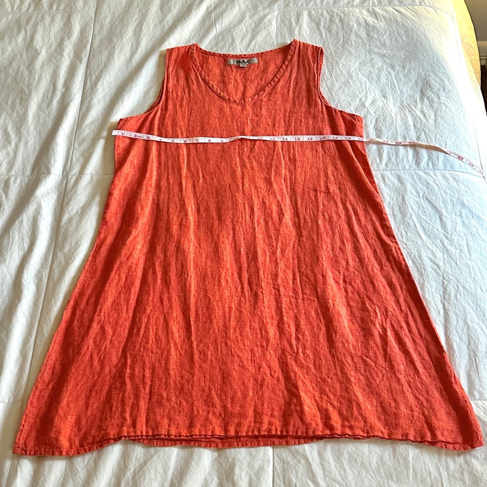 Flax Small Orange/Tomato 100% Linen Dress.
